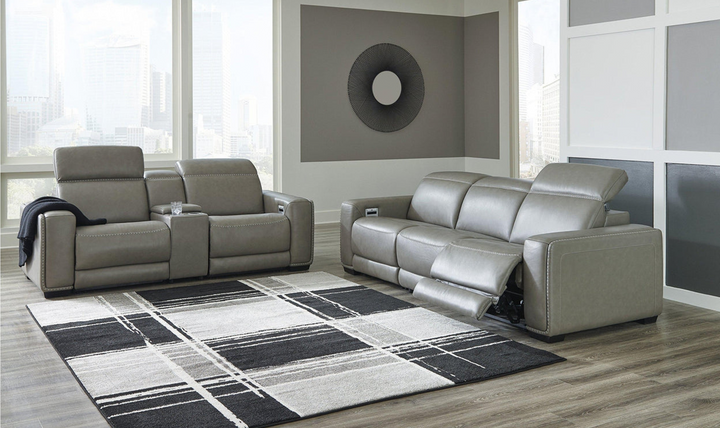 Correze Leather Grey Power Reclining Sofa