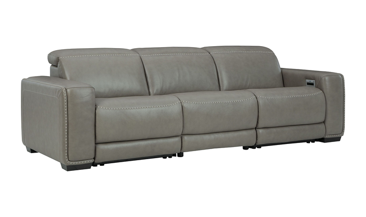 Modern Heritage Correze 3-Seater Leather Grey Power Reclining Sofa