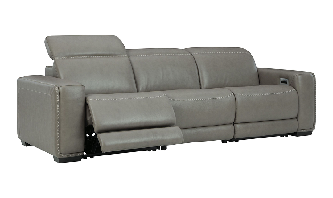 Correze Leather Grey Power Reclining Sofa