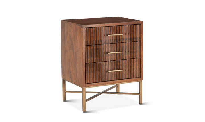 Cosmopolitan 3-Drawer Nightstand in Honey Brown-Jennifer Furniture