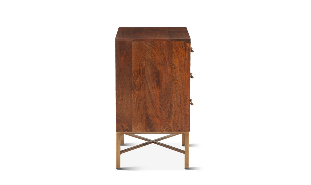 Cosmopolitan 3-Drawer Nightstand in Honey Brown-Jennifer Furniture