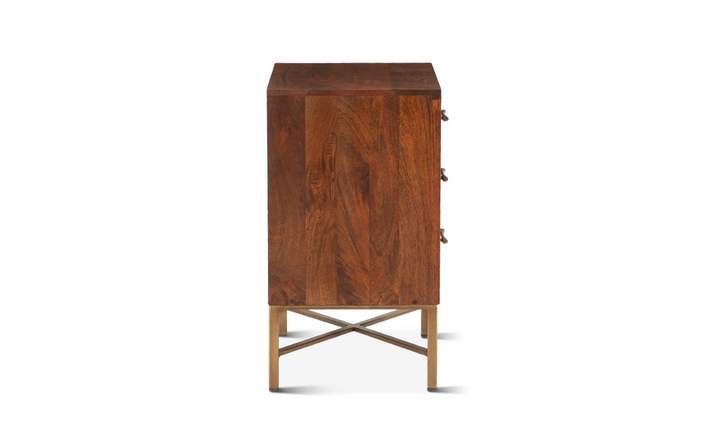 Cosmopolitan 3-Drawer Nightstand in Honey Brown-Jennifer Furniture