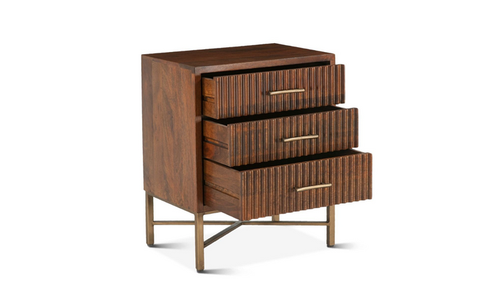 Cosmopolitan 3-Drawer Nightstand in Honey Brown-Jennifer Furniture