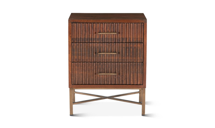 Cosmopolitan 3-Drawer Nightstand in Honey Brown-Jennifer Furniture