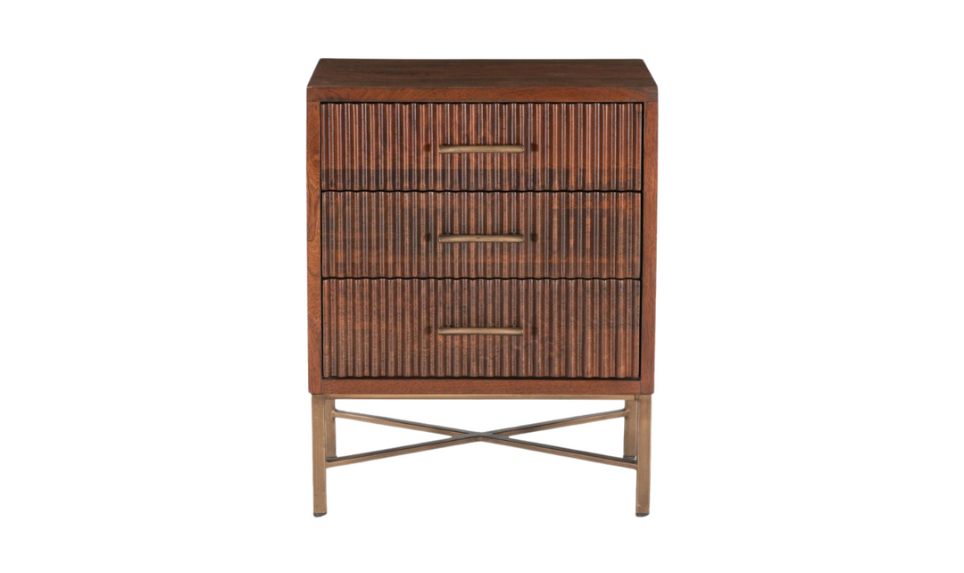 Cosmopolitan 3-Drawer Nightstand in Honey Brown-Jennifer Furniture