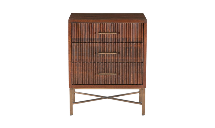Cosmopolitan 3-Drawer Nightstand in Honey Brown-Jennifer Furniture