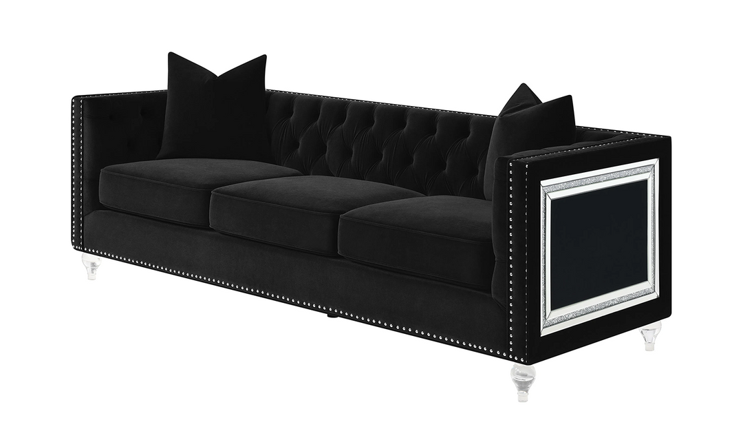 Delilah 3-Seater Sofa with Nailhead Finish in Black