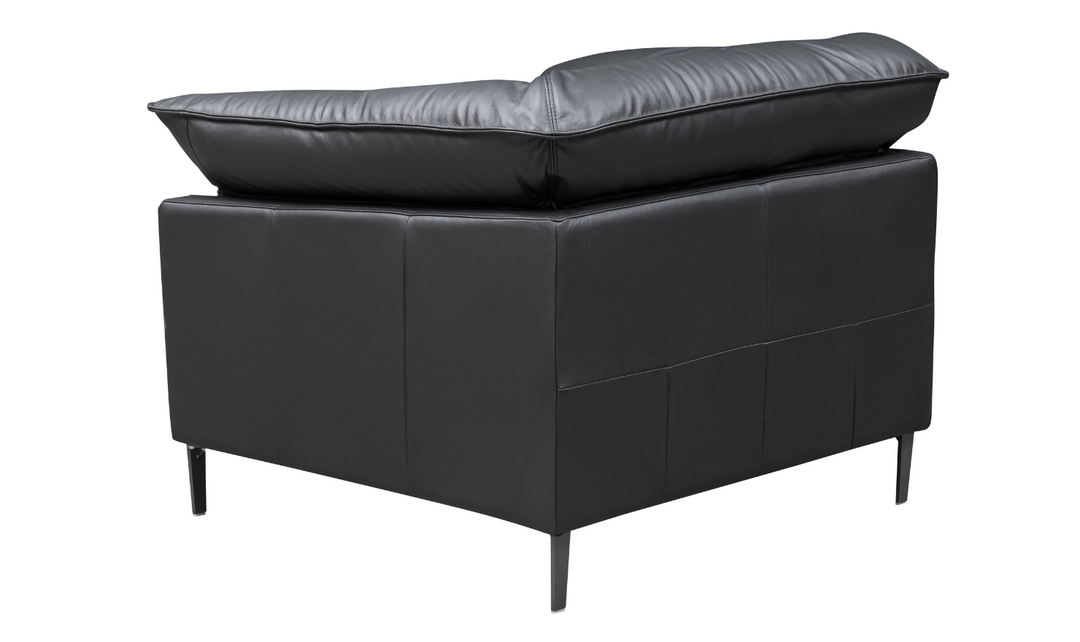 Klaussner Dolce Stationary Black Leather Chair with Cushion Arms