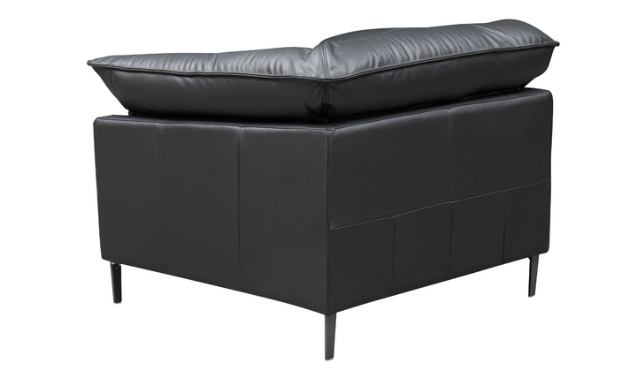 Klaussner Dolce Stationary Black Leather Chair with Cushion Arms