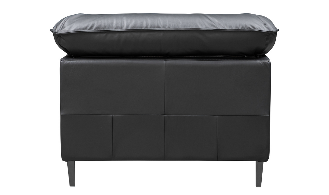 Klaussner Dolce Stationary Black Leather Chair with Cushion Arms