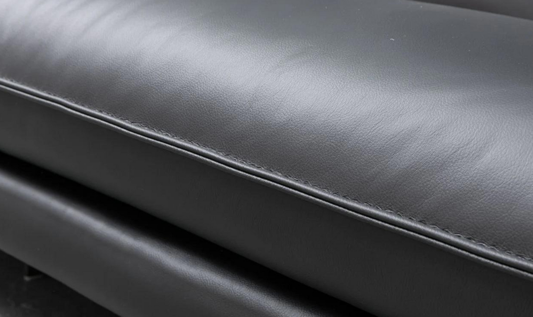 Klaussner Dolce Stationary Black Leather Chair with Cushion Arms