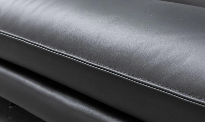 Klaussner Dolce Stationary Black Leather Chair with Cushion Arms