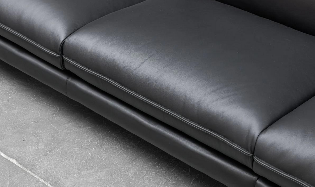 Klaussner Dolce Stationary Black Leather Chair with Cushion Arms