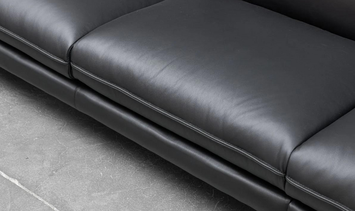 Klaussner Dolce Stationary Black Leather Chair with Cushion Arms