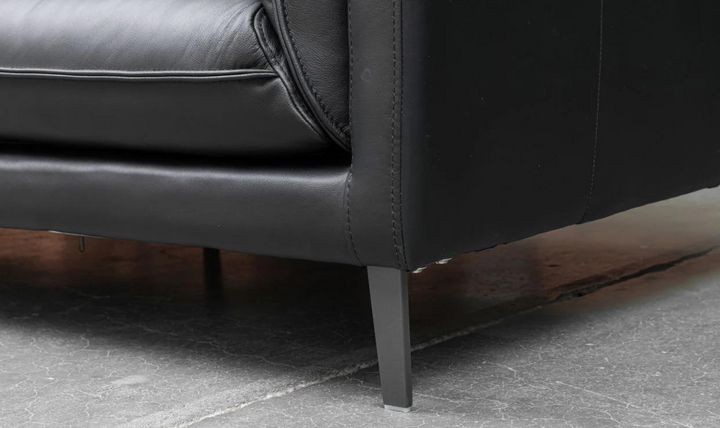 Klaussner Dolce Stationary Black Leather Chair with Cushion Arms