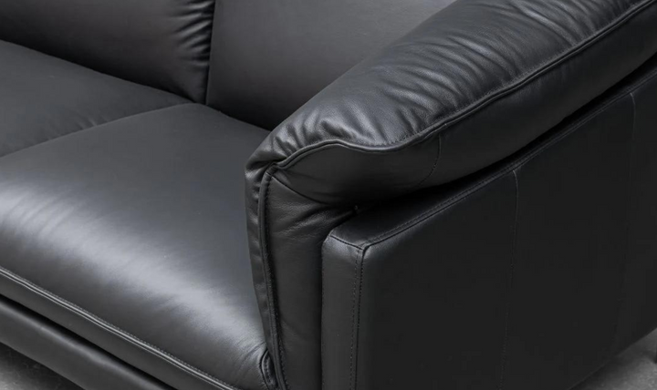 Klaussner Dolce Stationary Black Leather Chair with Cushion Arms