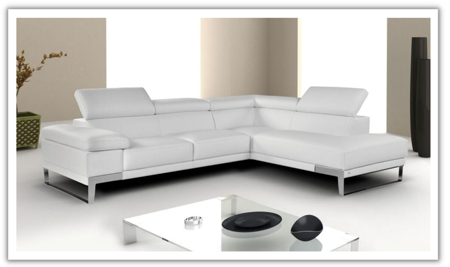 Buy Nicoletti Italia Domus L-Shape Leather Chaise Sectional in