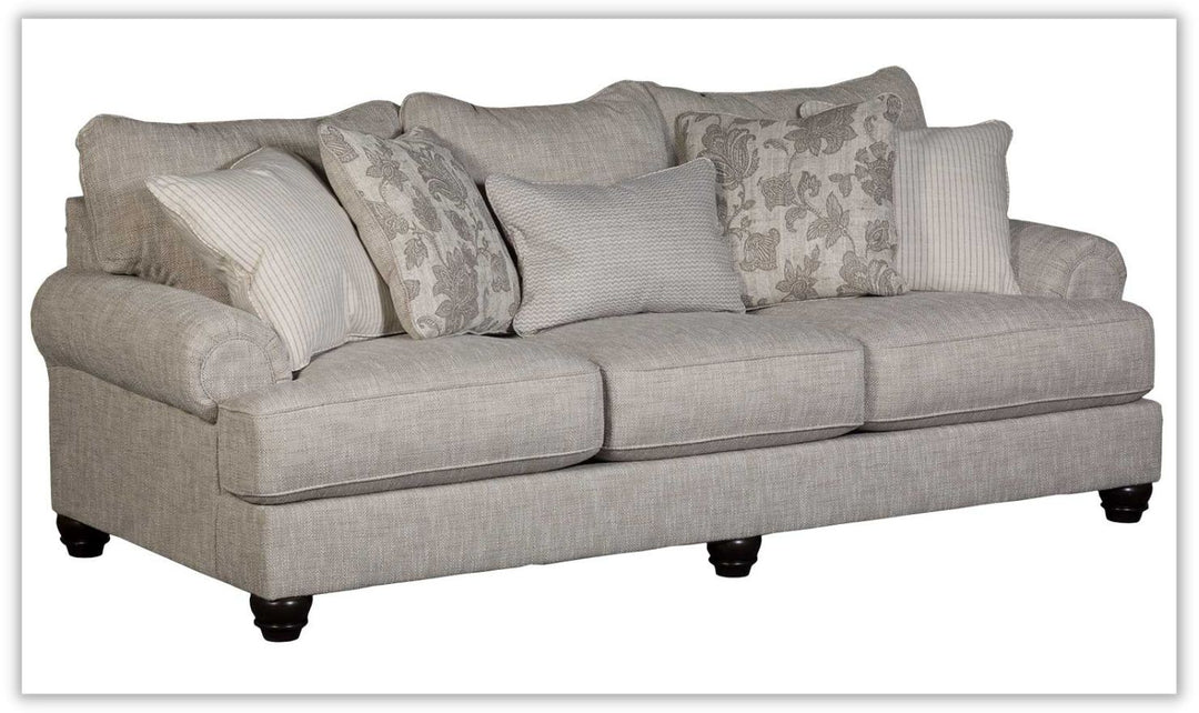 Modern Heritage Asanti 3-Seater Fog Fabric Sofa with Rolled Arms