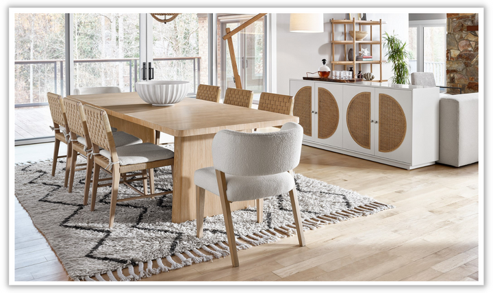 Universal Nomad Dining Table Set in Tan Oak Finish