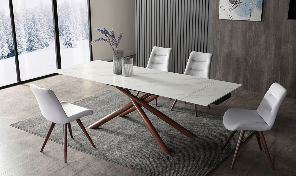ESF Acquire 4-Seater Extendable Dining Table Set w/ Edito Fabric Chair
