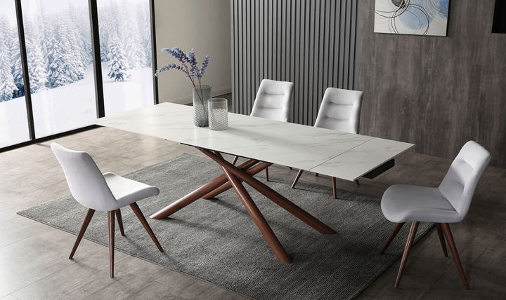 ESF Acquire 4-Seater Extendable Dining Table Set w/ Edito Fabric Chair