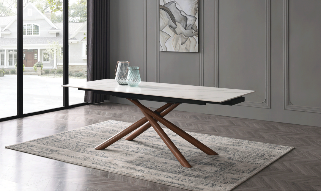 ESF Acquire 4-Seater Extendable Dining Table Set w/ Edito Fabric Chair