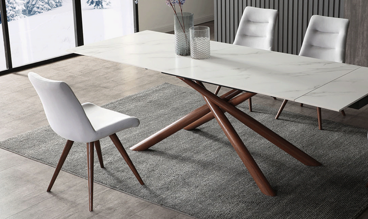 ESF Acquire 4-Seater Extendable Dining Table Set w/ Edito Fabric Chair