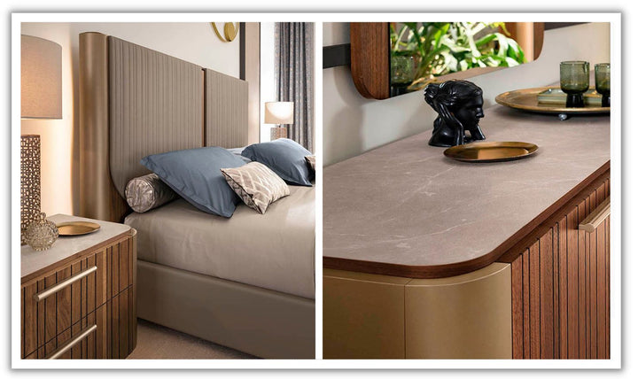 Alf Dafre Hera 5 Feet Panel Bed in Channel Walnut Wood (King / Queen Size)