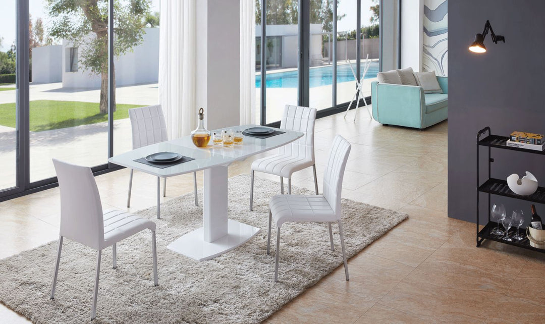 ESF Italia Amarilla 4-Seater Extendable Dining Table Set in White