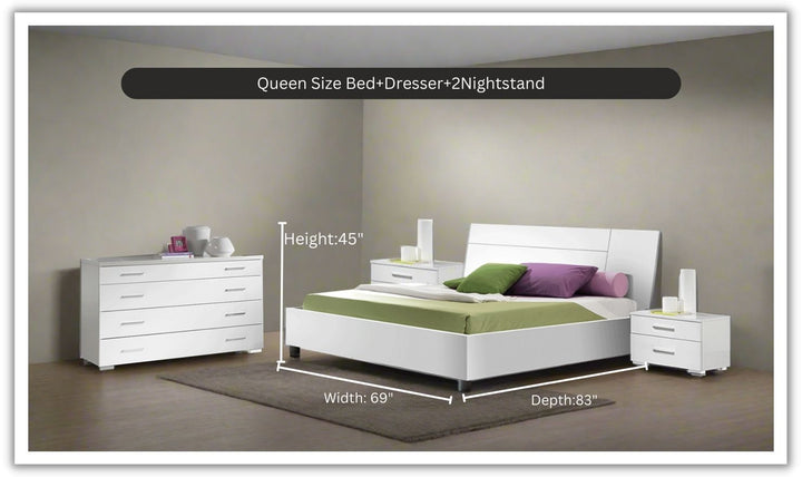 ESF Italia Panarea White Bedroom Set With Momo Cases