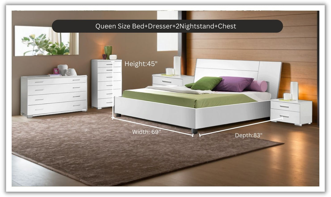 ESF Italia Panarea White Bedroom Set With Momo Cases