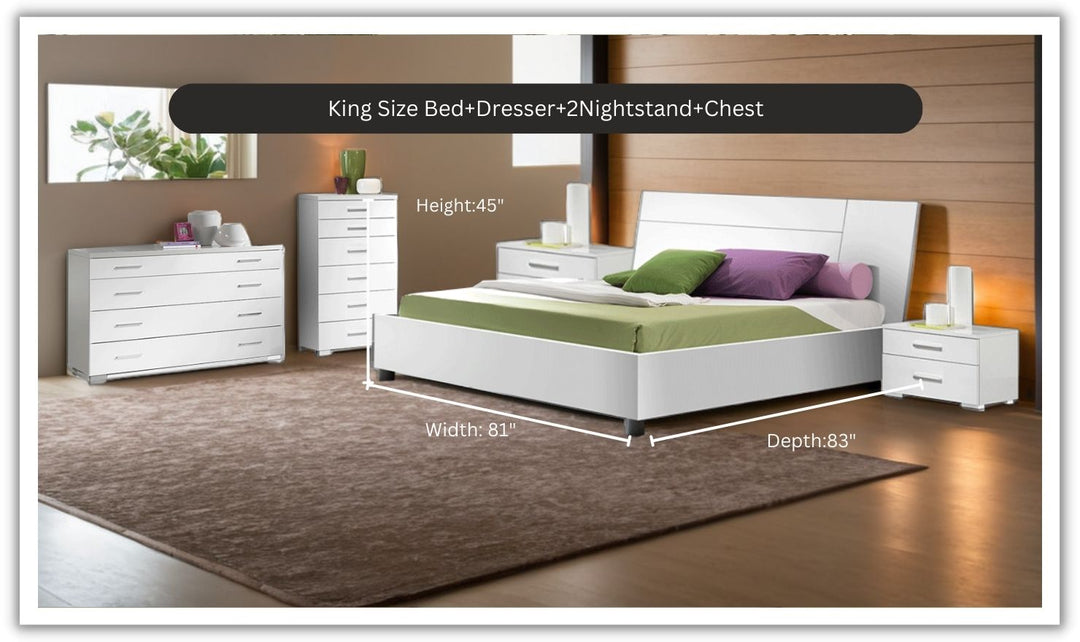 ESF Italia Panarea White Bedroom Set With Momo Cases