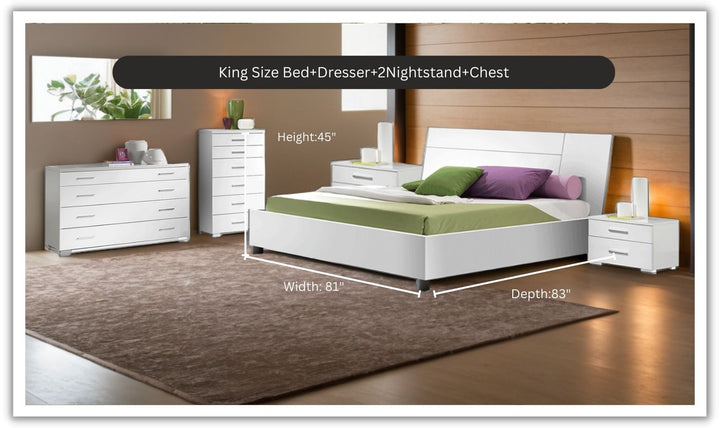 ESF Italia Panarea White Bedroom Set With Momo Cases