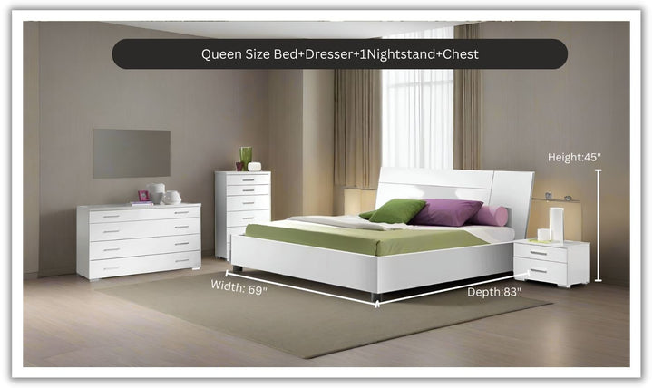 ESF Italia Panarea White Bedroom Set With Momo Cases