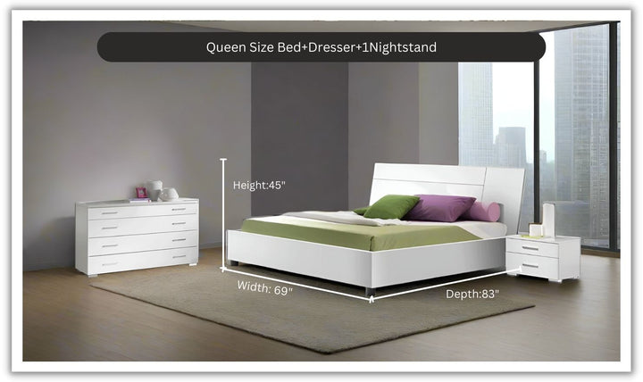 ESF Italia Panarea White Bedroom Set With Momo Cases