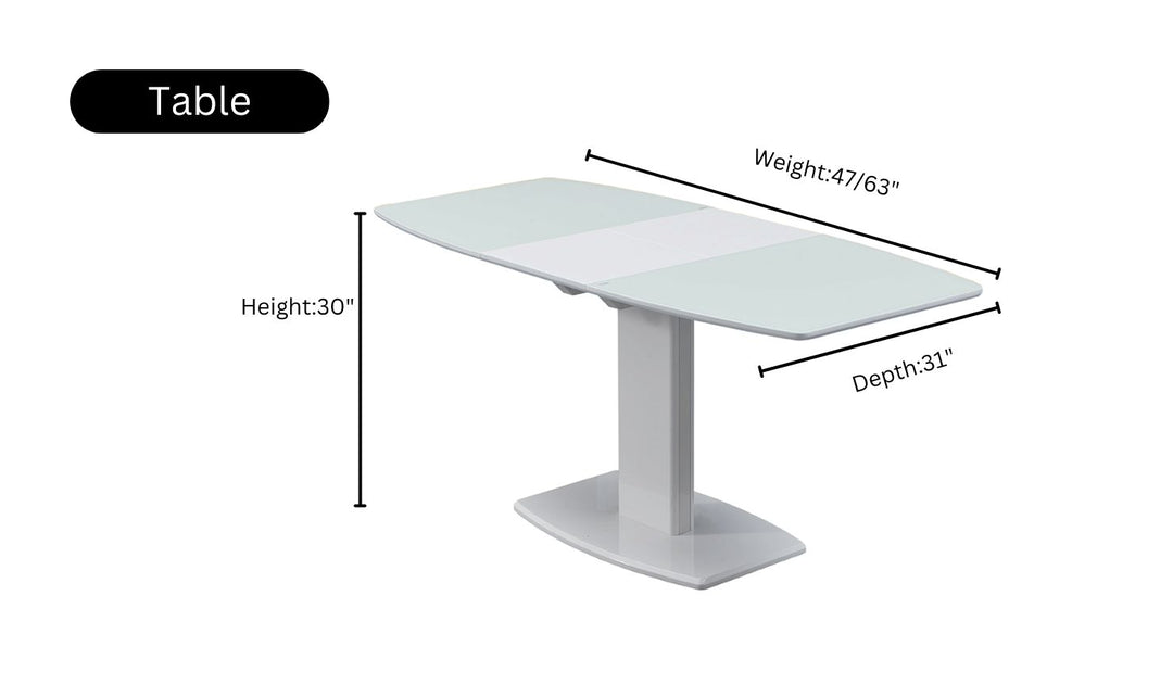 ESF Italia Amarilla 4-Seater Extendable Dining Table Set in White