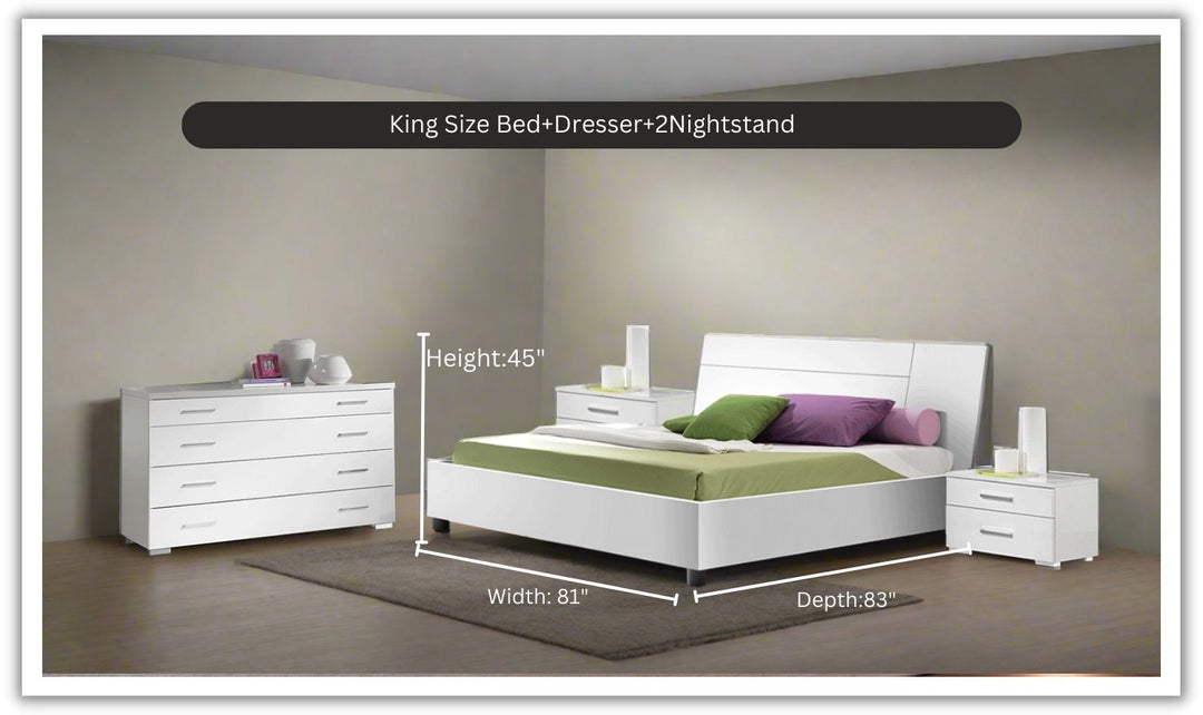 ESF Italia Panarea White Bedroom Set With Momo Cases