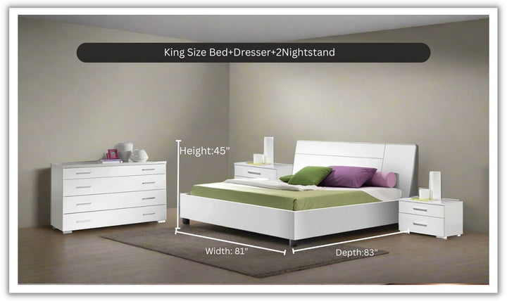 ESF Italia Panarea White Bedroom Set With Momo Cases