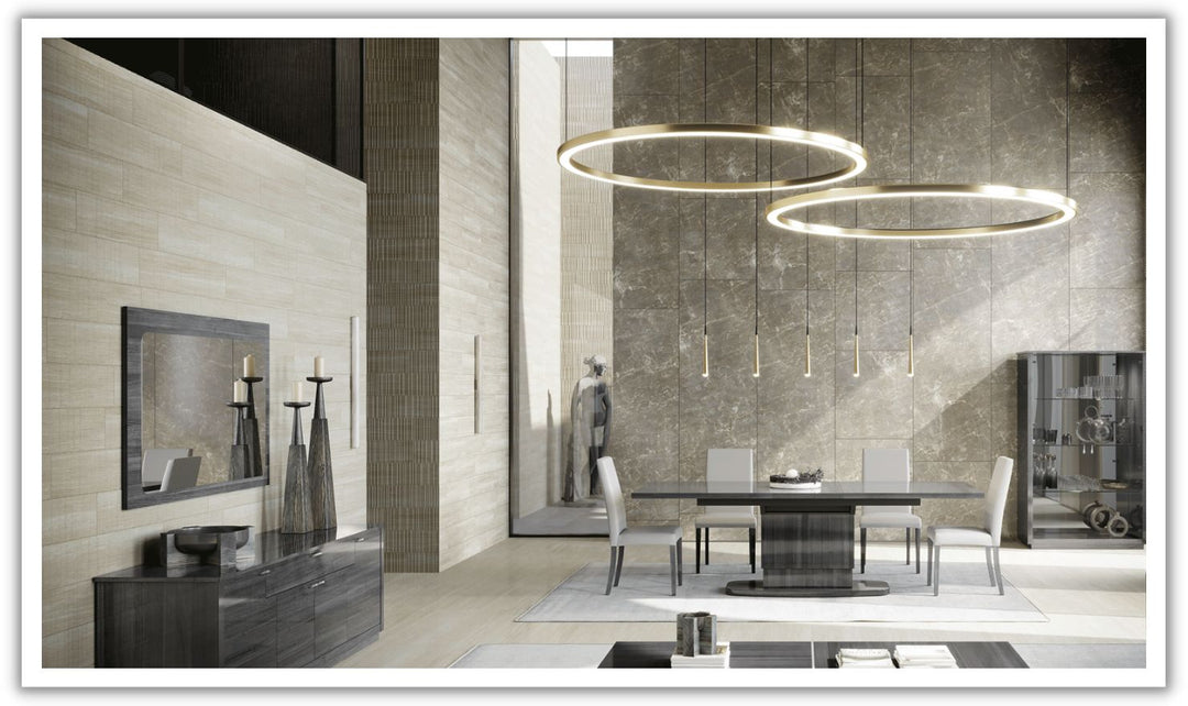 ESF Italia Vulcano Gray Dining Room Set With Extendable Table