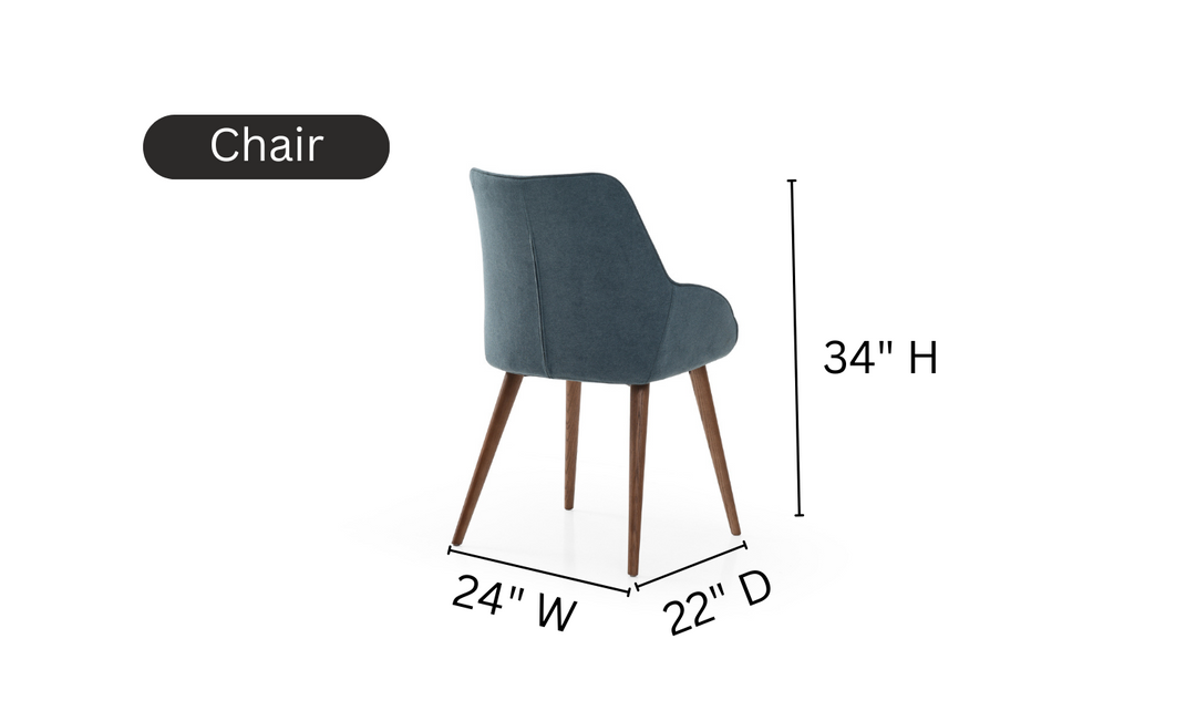 ESF Italia Bruno 4-Seater Dining Set w/ Linden Blue Upholstered Chairs