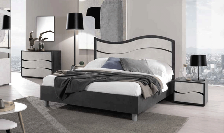 ESF Italia Ischia Wooden Bedroom Set With Mat Finish (Queen/King Bed + 2 Nightstand + Dresser + Mirror)