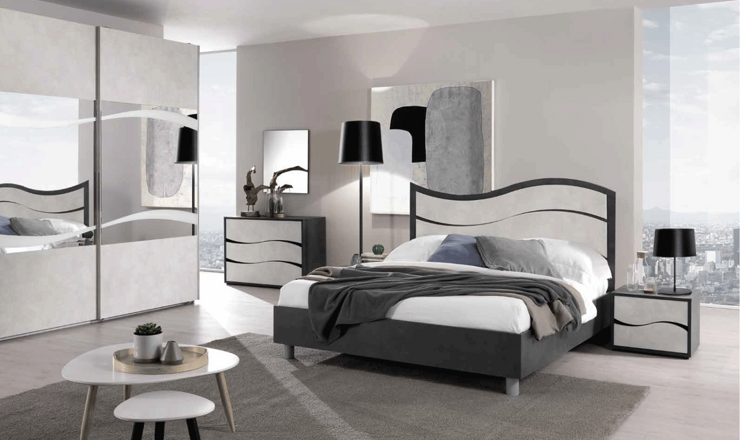 ESF Italia Ischia Wooden Bedroom Set With Mat Finish (Queen/King Bed + 2 Nightstand + Dresser + Mirror)