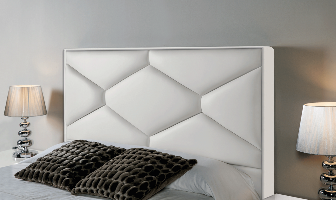 ESF Italia Martina Lux White Bedroom Set (Queen/King Bed + Dresser + 2 Nightstand + Mirror)