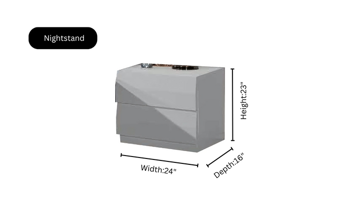 ESF Italia Martina Lux White Bedroom Set (Queen/King Bed + Dresser + 2 Nightstand + Mirror)