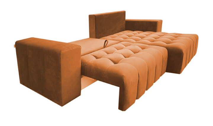 ESF Italia Neo Orange L-Shaped Fabric Sofa Bed With Storage