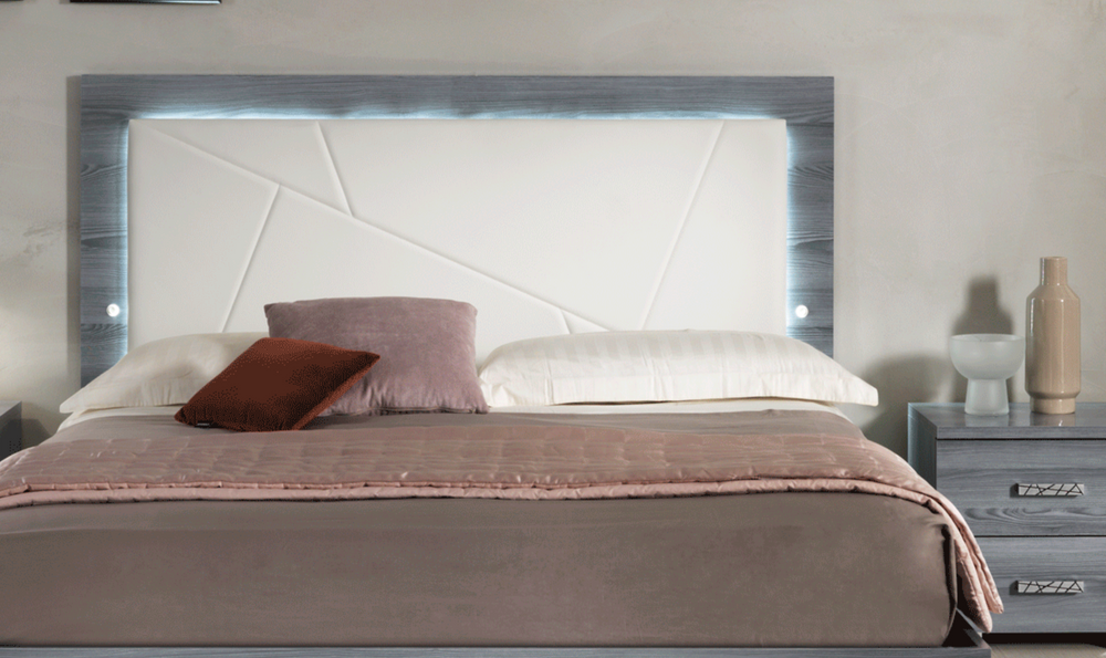 ESF Italia Nicole King Size Bed With Upholstered Headboard in Gray