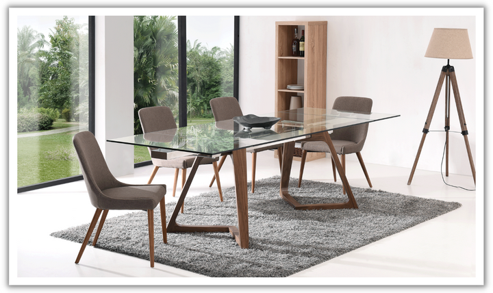 ESF Italia Optimum Extendable Brown Dining Table Set (Dining Table + Dining Chairs)