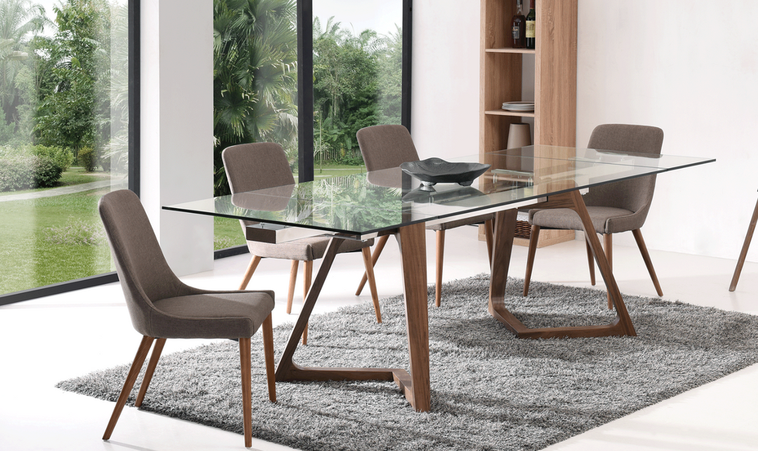 ESF Italia Optimum Extendable Brown Dining Table Set (Dining Table + Dining Chairs)
