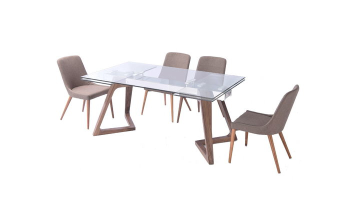 ESF Italia Optimum Extendable Brown Dining Table Set (Dining Table + Dining Chairs)