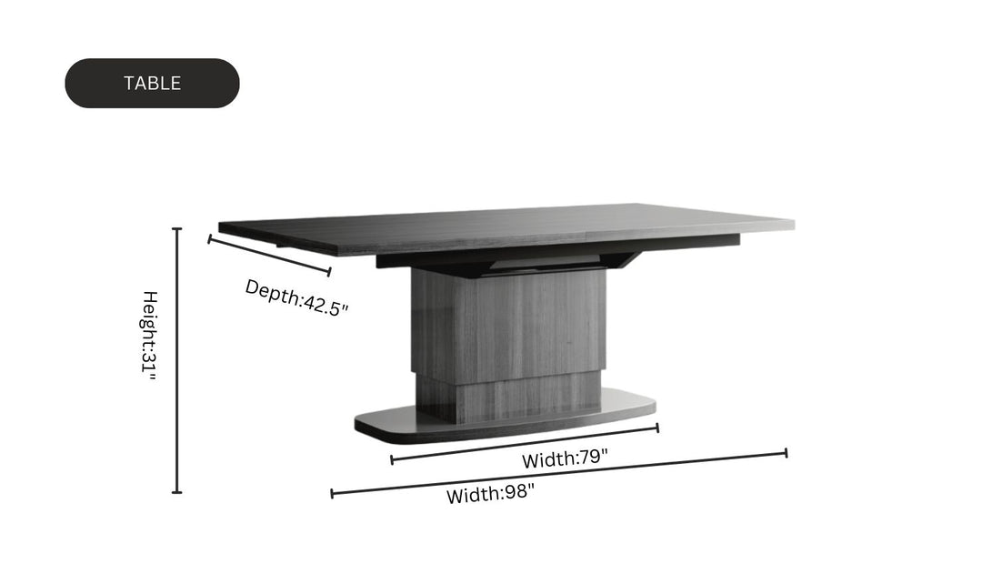 ESF Italia Vulcano Gray Dining Room Set With Extendable Table